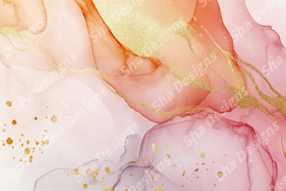 Abstract Alcohol Ink Painting in Peach: A Versatile Art for Modern Designs