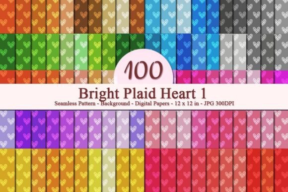 Bright Plaid Heart 1 Seamless Pattern