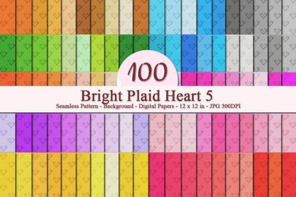Bright Plaid Heart 5 Seamless Pattern