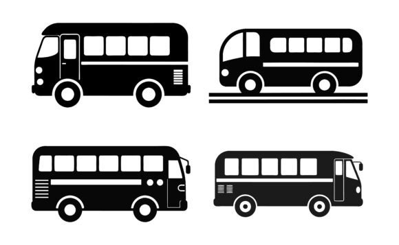 Bus Template Silhouette Icon Bundle