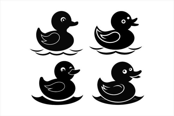 Cheerful Rubber Duck Vector Icon Bundle