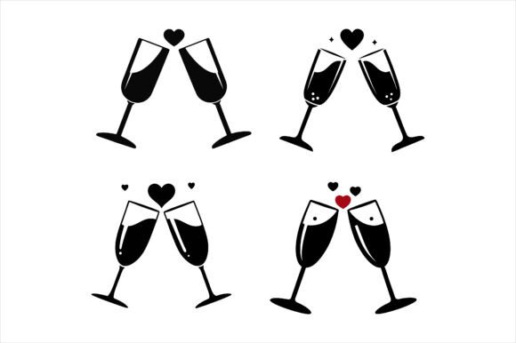Clinking Champagne Glasses Icon Bundle