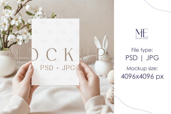 Easter Invitation Mockup, 5x7 Card PSD