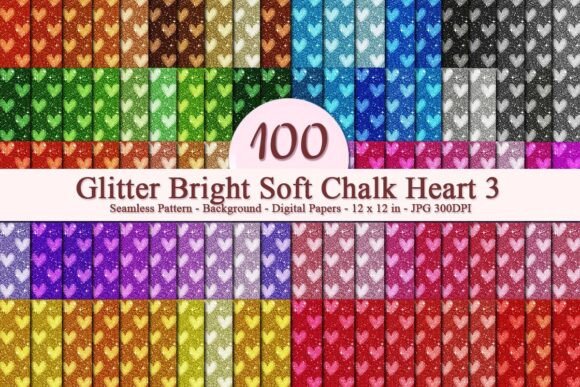 Glitter Bright Chalk Heart 3 Pattern