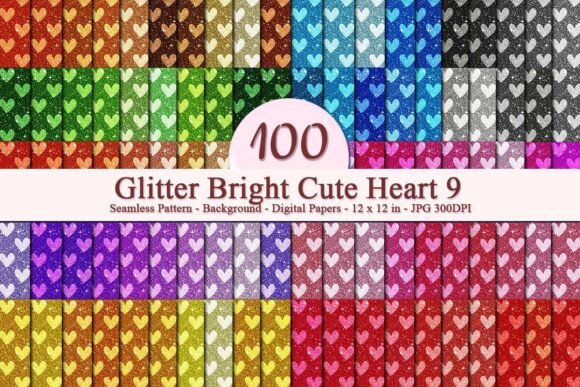 Glitter Bright Cute Heart 9 Pattern: A Versatile Digital Design for Creative Projects