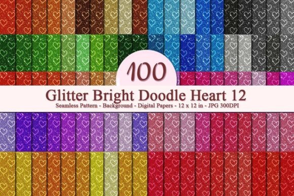 Glitter Bright Doodle Heart 12 Pattern: A Versatile Digital Design for Creative Projects