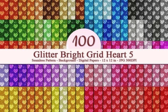Glitter Bright Grid Heart 5 Pattern