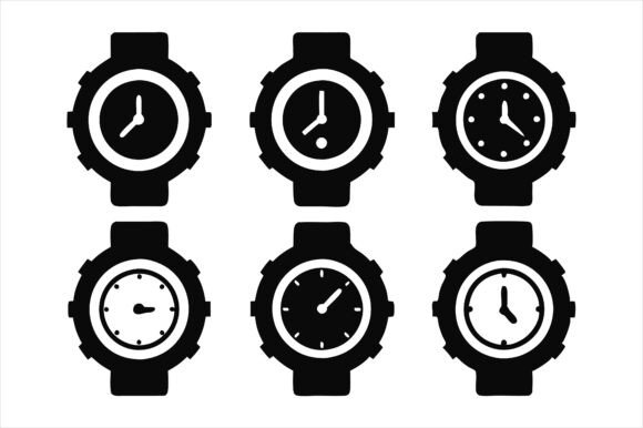 Hand Watch Silhouette Icon Bundle