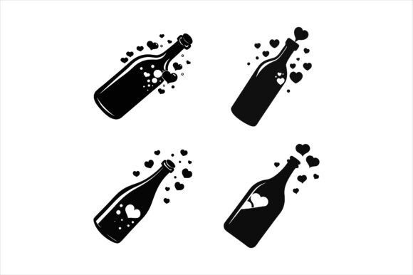 Heart Bubbles in Bottle Icon Bundle