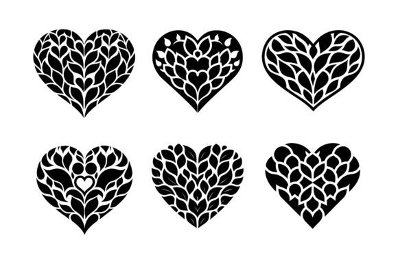 Heart Pattern Silhouette Vector Bundle