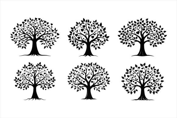 Heart-Shaped Leaves Tree Icon Bundle