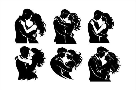 Passionate Couple Hug Silhouette Bundle: A Strategic Design Asset for Creative Professionals