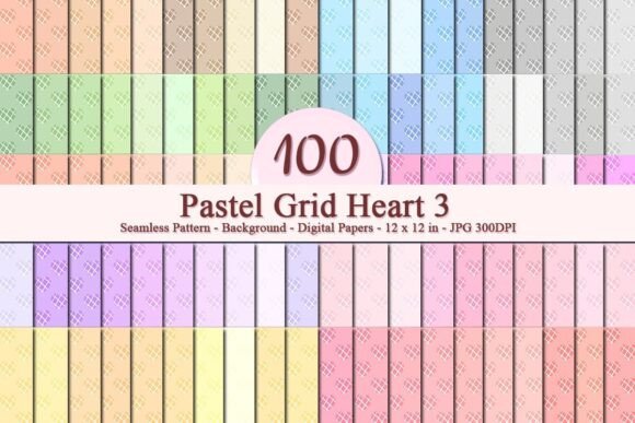 Pastel Grid Heart 3 Seamless Pattern