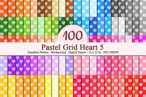 Pastel Grid Heart 5 Seamless Pattern: A Versatile Digital Design for Creative Businesses