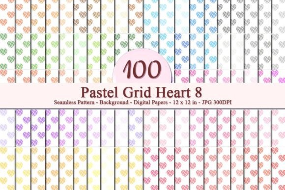 Pastel Grid Heart 8 Seamless Pattern: A Versatile Digital Design for Creative Projects