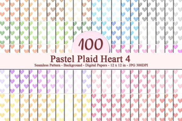 Pastel Plaid Heart 4 Seamless Pattern