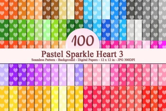 Pastel Sparkle Heart 3 Seamless Pattern: A Versatile Digital Design for Creative Businesses