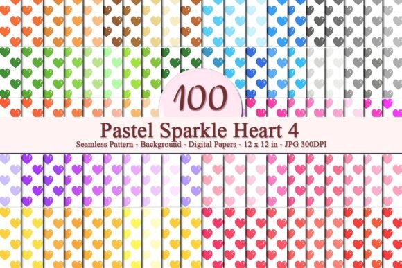 Pastel Sparkle Heart 4 Seamless Pattern: A Versatile Digital Design for Creative and Commercial Use