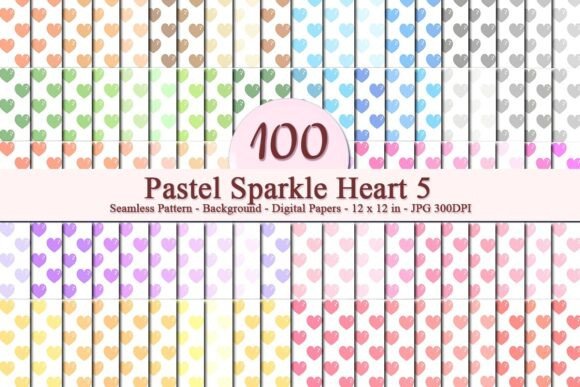 Pastel Sparkle Heart 5 Seamless Pattern