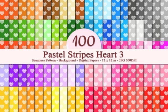 Pastel Stripes Heart 3 Seamless Pattern: A Versatile Digital Design for Creative Projects