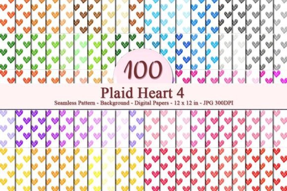 Plaid Heart 4 Seamless Pattern