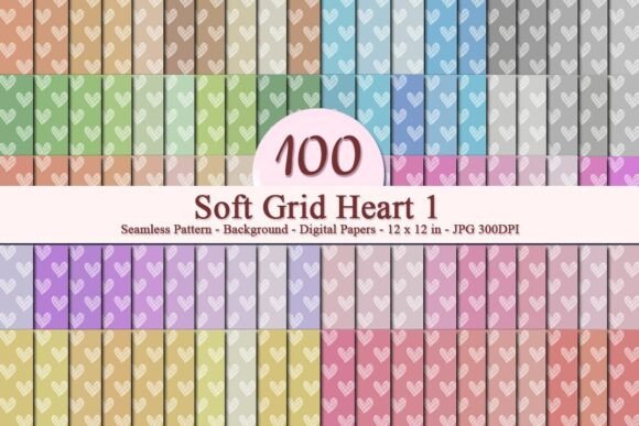 Soft Grid Heart 1 Seamless Pattern