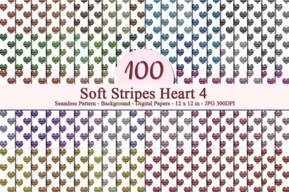 Soft Stripes Heart 4 Seamless Pattern