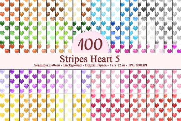 Stripes Heart 5 Seamless Pattern: A Versatile Digital Design for Creative Businesses