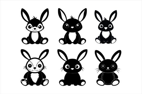 Stuffed Rabbit Silhouette Icon Bundle: A Versatile Design Resource