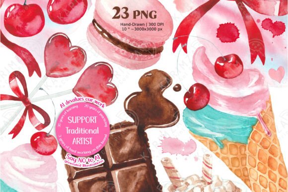 Valentine Clipart WATERCOLOR Classic Red: A Versatile Digital Art Collection