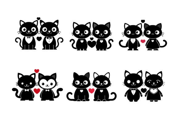 Valentine Couple Cats Silhouette Bundle: A Unique Design for Love and Creativity