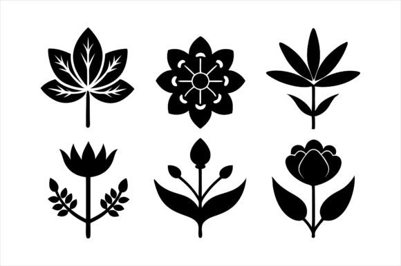 Wall Floral Silhouette Icon Bundle: Elegant Design for Every Project